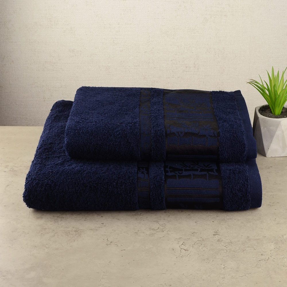 Комплект рушників 2шт GM Textile 50х90см, 70х140см BambooN 450г / м2 (Темно-синій) Суми - фото 1