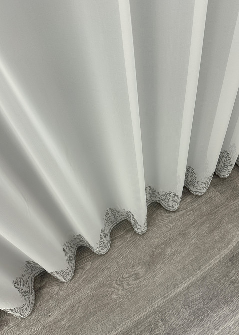 Тюль креп с вышивкой и люрексом цвет молочный с серым 1819т Киев - изображение 7