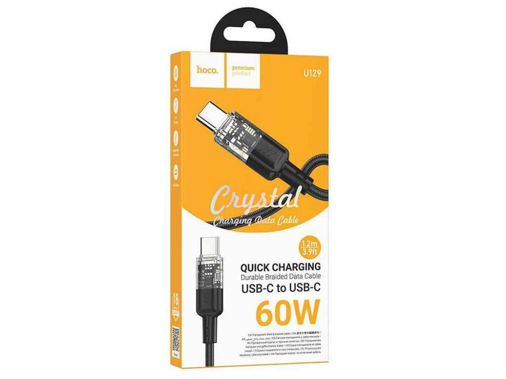 Кабель Type-C to Type-C U129 60W черный 1.2м (22) ТМ Hoco Київ - фото 1