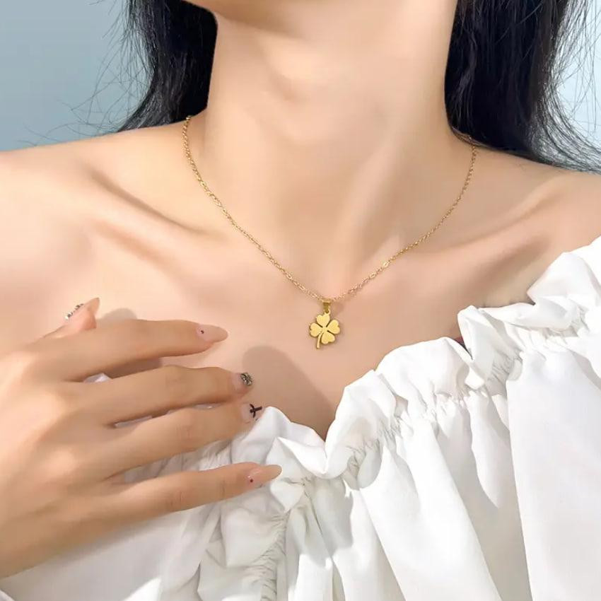 Подвеска с четырехлистным клевером на цепочке | Женский талисман удачи, длина 45 см Киев - изображение 2