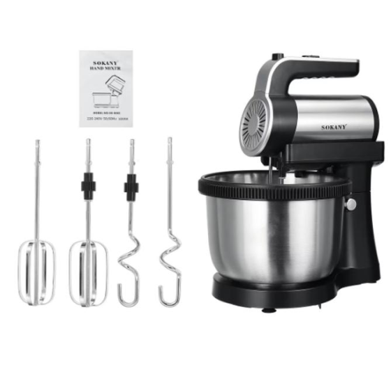 Міксер стаціонарний Sokany 4 л, 1000 Вт, 5 швидкостей Київ