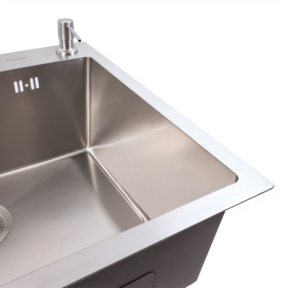 PLATINUM Кухонна мийка нержавійка 60*50 Platinum Handmade (сифон круглий, 3,0/0,8) Коломия - фото 3