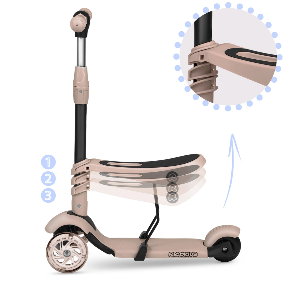 Самокат дитячий триколісний Ricokids Todi бежевий Київ - фото 7