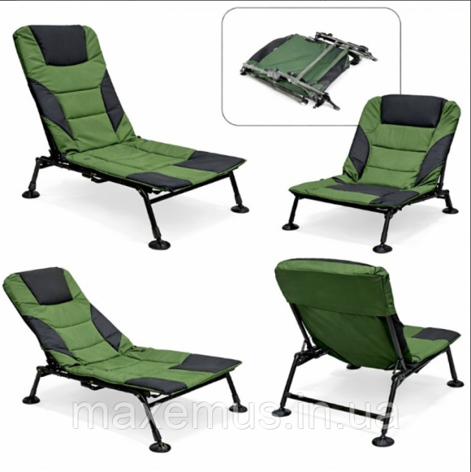 Карповое кресло раскладное для рыбалки Bonro B-26 (до 120 кг) Черно-зеленое туристическое Мостиська - фото 6