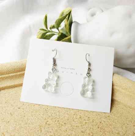 Дитячі сережки у вигляді мультяшного ведмедя молочного кольору, розмір 1,6*1см, смола Київ