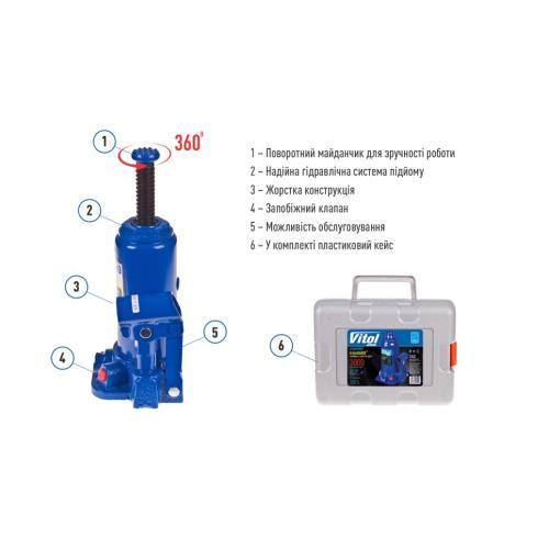 Гидравлический телескопический домкрат 3т в чемодане Iron Hand IH-180350D-K, подъём 180-343 мм, вес 3,1 кг Харьков - изображение 5