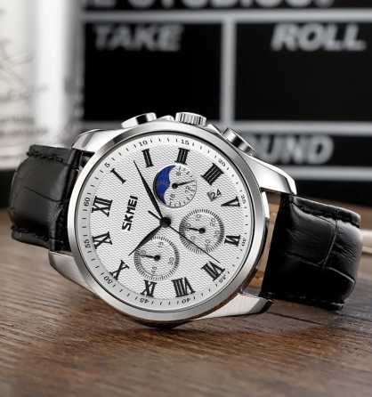 Годинник чоловічий наручний класичний Skmei 9260 (Сріблястий з білим циферблатом) Київ