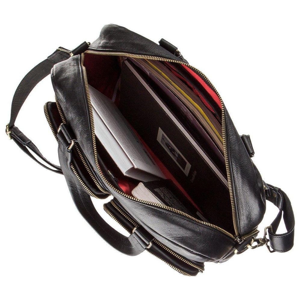 Мужская кожаная деловая сумка-портфель для ноутбука SHVIGEL 19108 Черная Киев - изображение 6