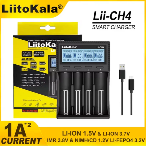 Зарядное устройство LiitoKala Lii-CH4 LCD Type-C (Li-ion IMR LiFe NiMH) (на 4 аккумулятора) Киев