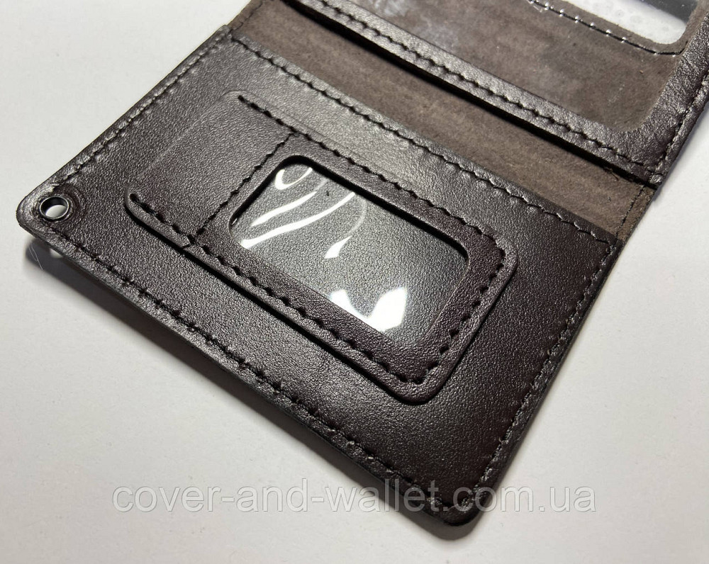 Шкіряна обкладинка ДСНС із відділенням для жетону коричневого кольору Puos Київ - фото 4