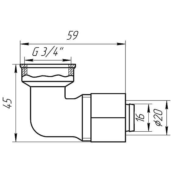 Уголок с внутренней резьбой APE ITALY 752 L 3/4″х20 (000000866) Киев