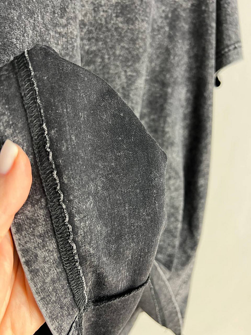 Футболка женская A-N 48020 базовая оверсайз удлиненная свободный крой вареная тай дай one size, черный, one size Киев - изображение 16