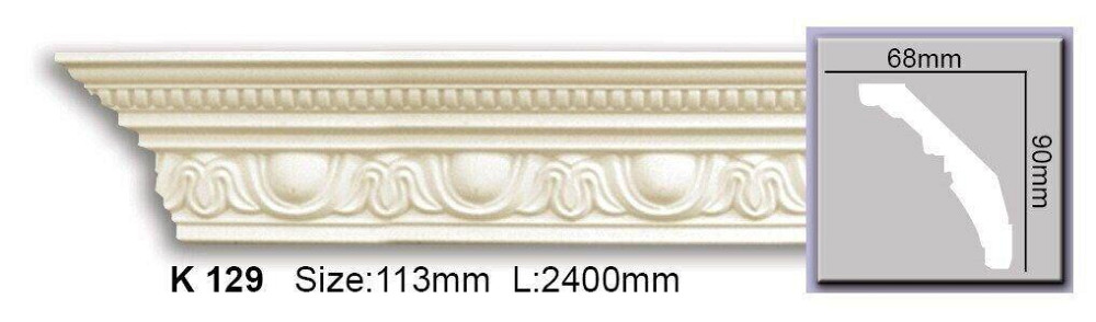 Карниз с орнаментом полиуретановый Harmony K 129 Днепр - изображение 1