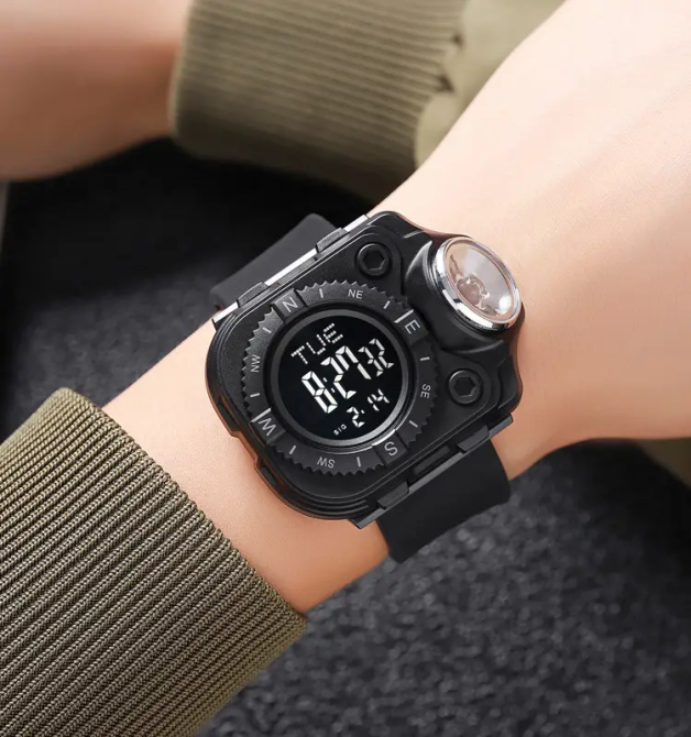 Чоловічий наручний годинник з ліхтарем Skmei 2187 Чорний з чорним циферблатом Вінниця - фото 8