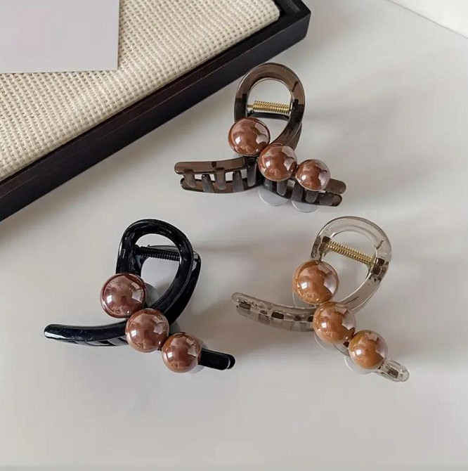 Набор из 3 заколок-крабов с декоративными шариками Киев - изображение 1