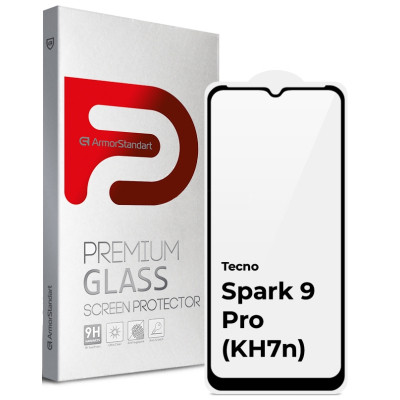 Стекло защитное Armorstandart Full Glue TECNO Spark 9 Pro (KH7n) Black (ARM64651) Винница - изображение 1