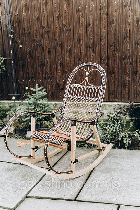 Кресло качалка с натурального ротанга | Кресло-качалка для сада | кресло качалка деревянная​​​​​​​ Киев - изображение 1