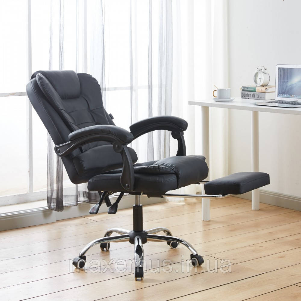 Компьютерное офисное кресло Bonro BN-6071 Черное с подставкой для ног (откидная спинка, до 150 кг) для руководителя и дома Мостиська - фото 14