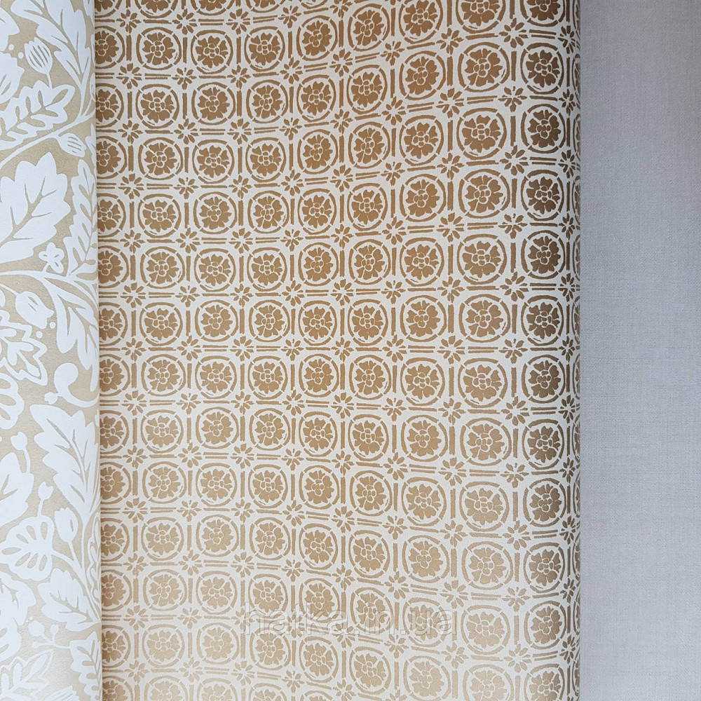 Шпалери вінілові на флізелін Caselio Mystery 0.53х10 м геометрія яскраві фігури золотисті на бежевому Київ - фото 2