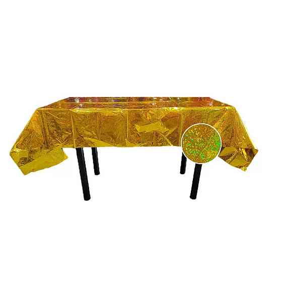 Скатерть клеенка из фольги с голограммой 270 на 100 см золотистый Киев