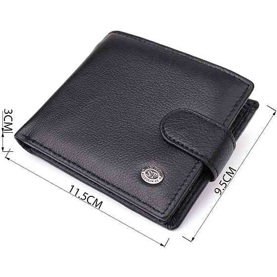 Класичний чоловічий гаманець горизонтального формату із натуральної шкіри ST Leather 23094 Чорний Київ