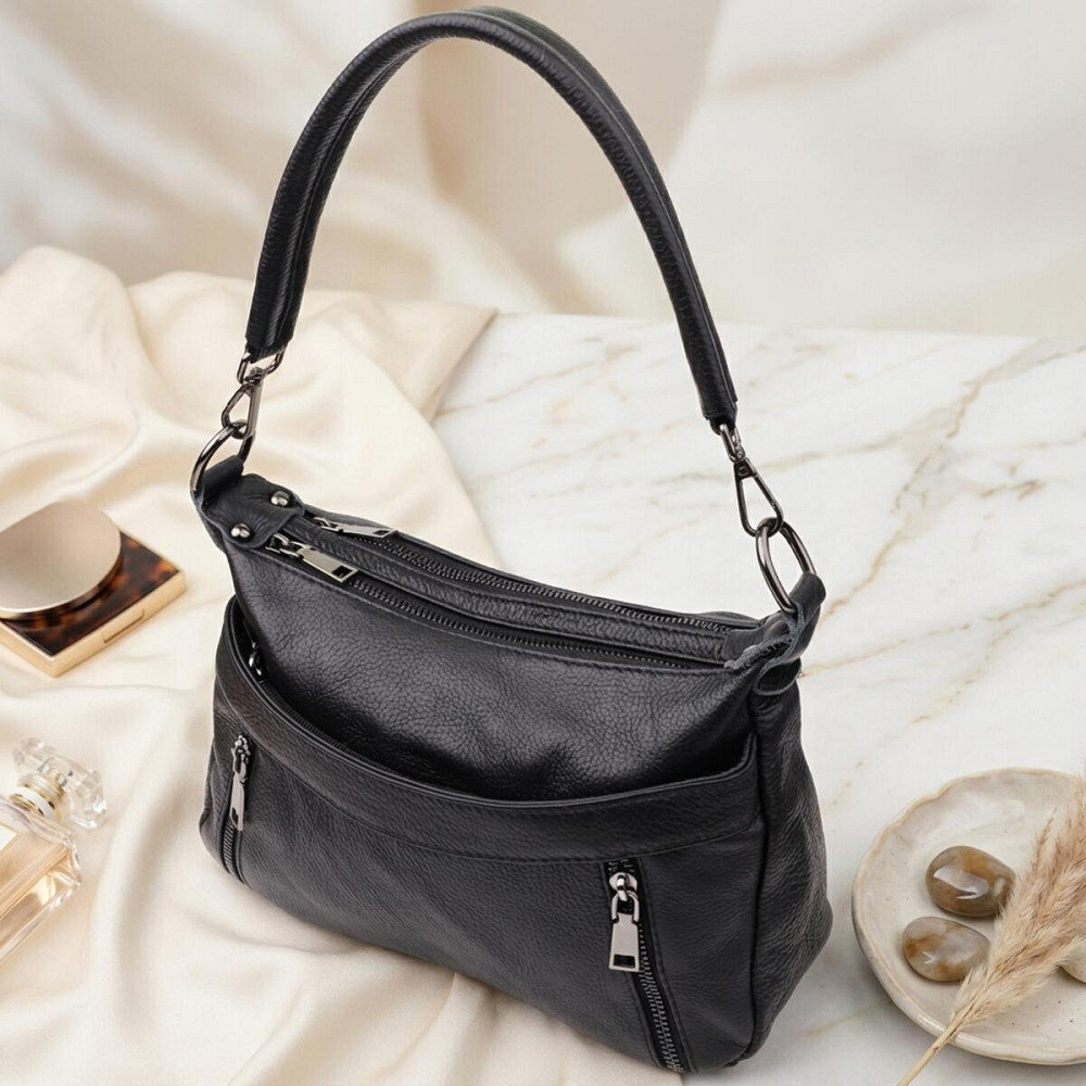 Жіноча сумка з натуральної шкіри Vintage 23011 Чорний Київ - фото 11