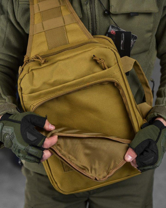 Сумка-слінг тактична з однією лямкою SILVER KNIGHT 8 л coyot ВТ6397 Одеса - фото 8