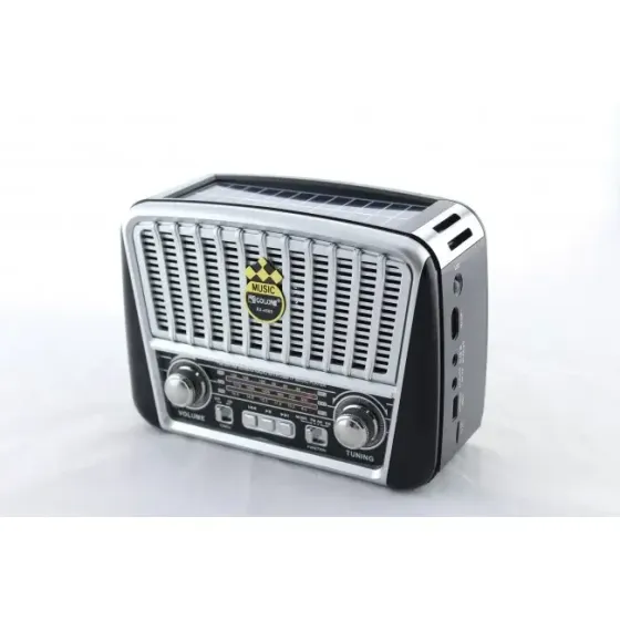 Радіоприймач Golon RX-456 Solar акумуляторний із сонячною панеллю (USB, SD, PowerBank, ліхтар, ретро) Одеса