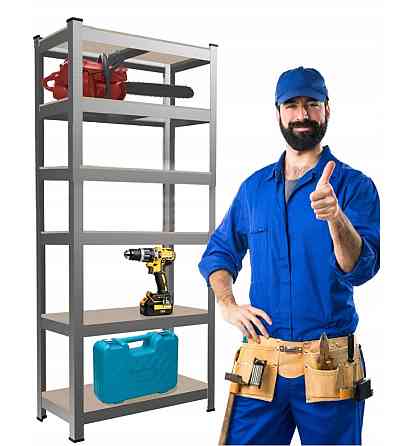 Стелаж металевий 222x110x50, 6 полиць (сірий) Київ