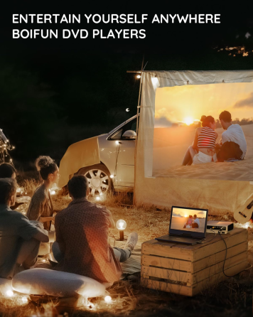 Портативный DVD-проигрыватель BOIFUN 16,9″, экран 14,1″ HD 1366×768, поворотный, аккумулятор 4000 мАч, USB, SD, FM, черный Киев