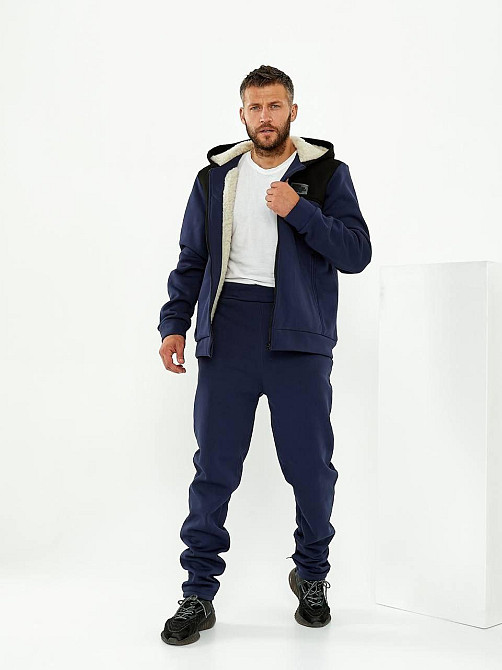 Чоловічий зимовий спортивний костюм на хутрі Синьо-чорний 52/54 Харків - фото 3