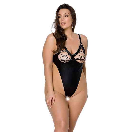 Боди из экокожи Passion CELINE BODY 4XL/5XL black, с доступом, открытый Sex Aura Киев
