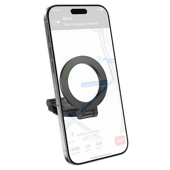 Автотримач для телефона HOCO H98 Rider folding Ring Magnetic Car holder(center console) Black Ковель