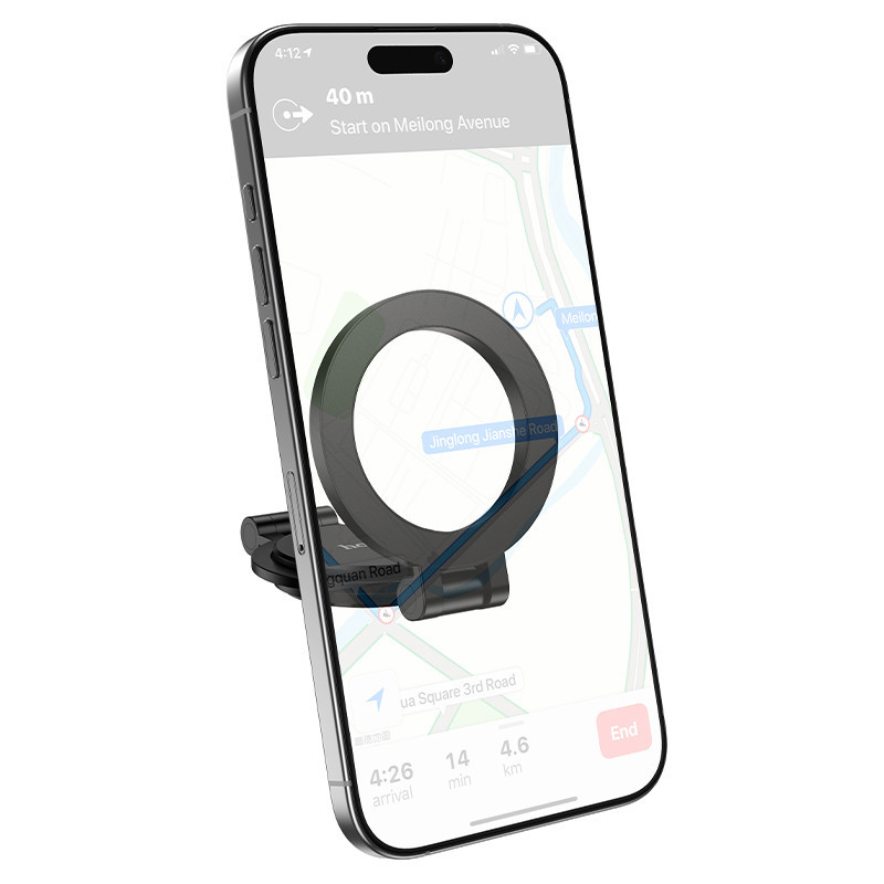 Автотримач для телефона HOCO H98 Rider folding Ring Magnetic Car holder(center console) Black Ковель - фото 3