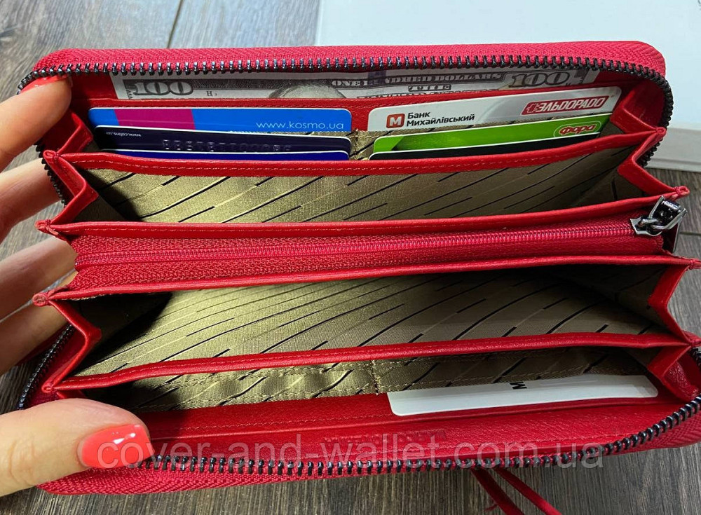 Красный женский кошелёк клатч из натуральной кожи на молнии Marco Coverna 1424 Киев - изображение 4