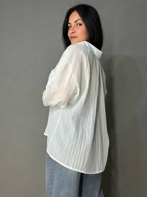 Рубашка женская Xingyue 388 оверсайз хлопок жатка с карманом, белый, one size Киев - изображение 11