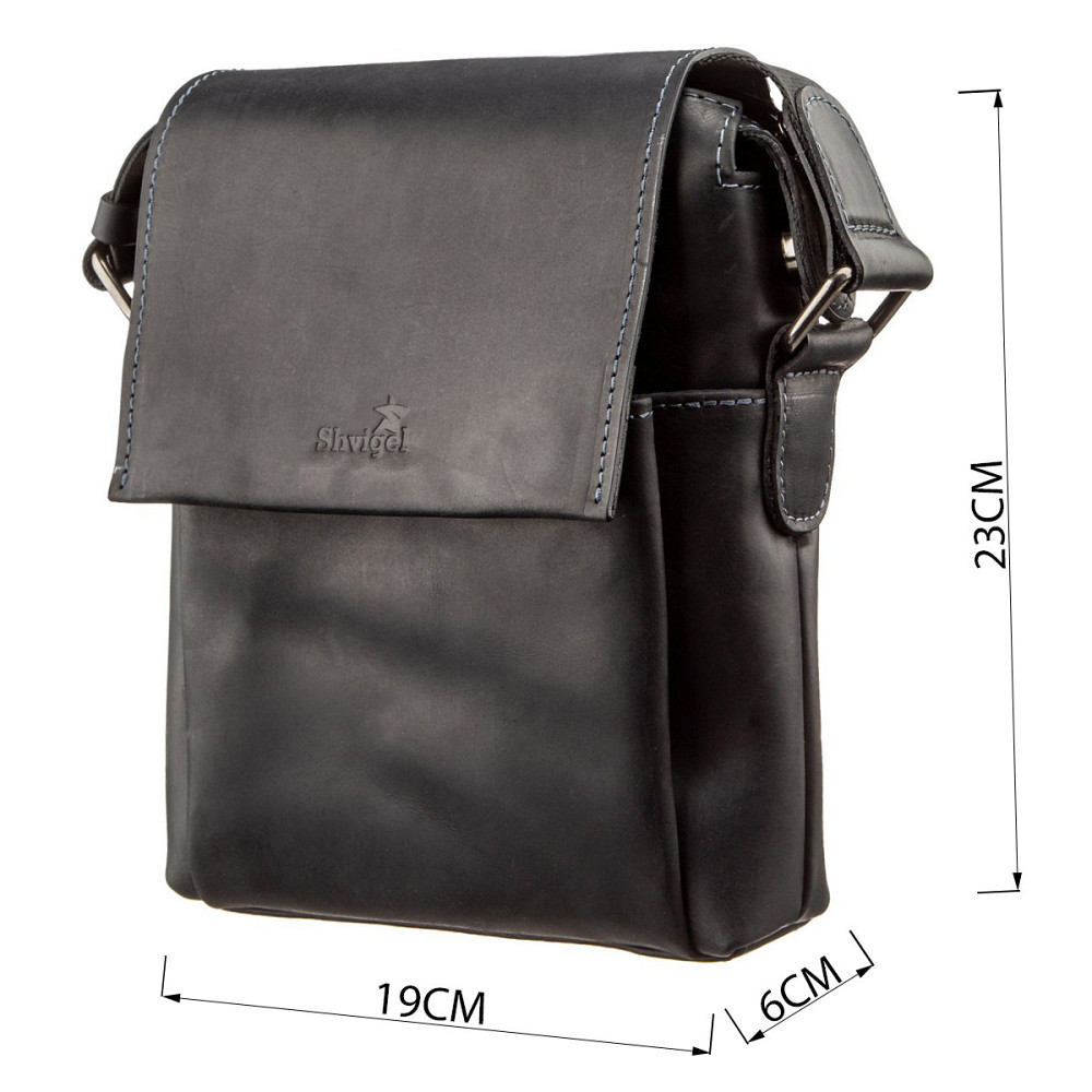 Сумка чоловіча матова SHVIGEL 11173 шкіряна Чорна Київ - фото 4