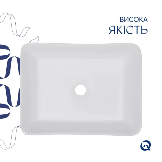 Комплект Qtap Tern: Раковина накладная прямоугольная 480х370х135 мм White + Донный клапан PU02 Киев