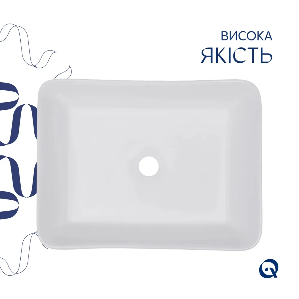 Комплект Qtap Tern: Раковина накладная прямоугольная 480х370х135 мм White + Донный клапан PU02 Киев - изображение 4