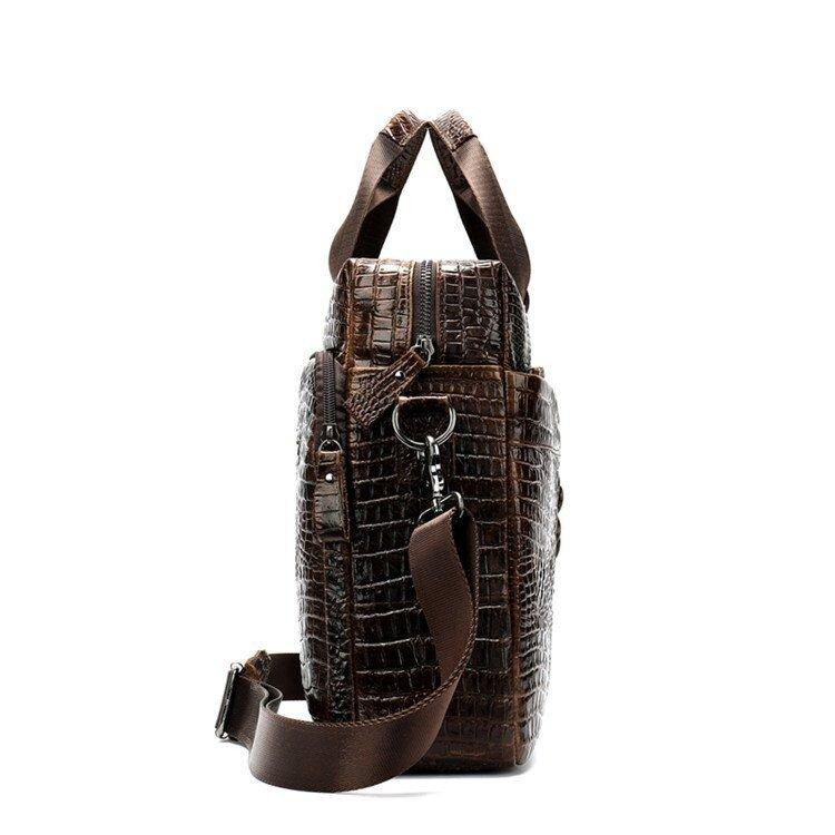 Сумка для ноутбука з тисненням під рептилію Коричнева (Vintage) Київ - фото 3