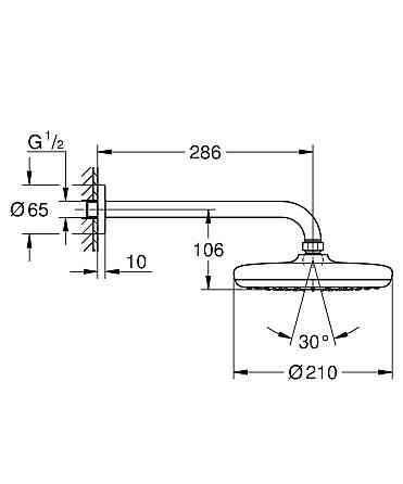 Верхній душ з настінним кронштейном Grohe New Tempesta Classic (26411000) Київ