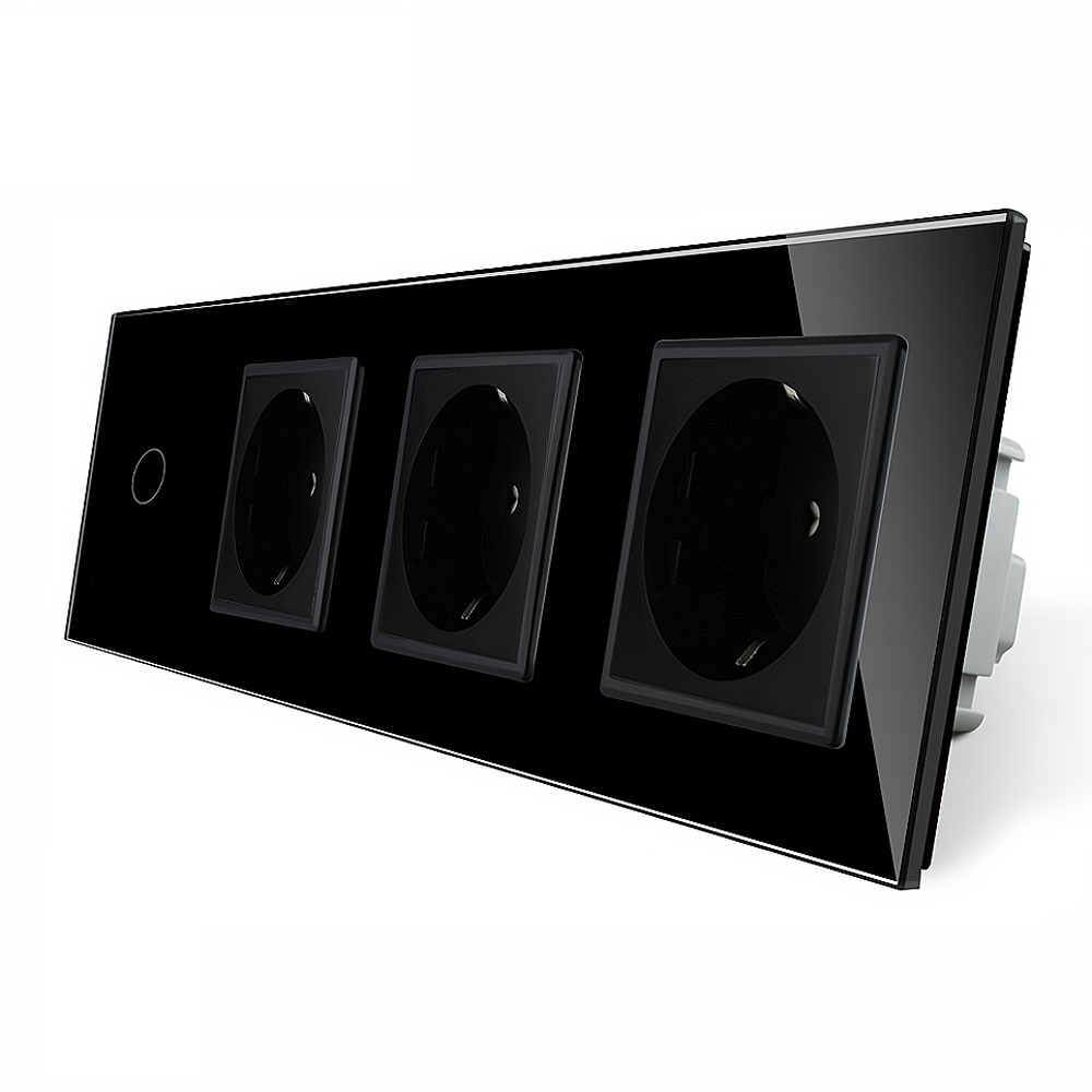 Розумний сенсорний ZigBee вимикач 1 сенсор 3 розетки Livolo чорний скло (VL-C701Z/C7C3EU-12) Коломыя - изображение 5