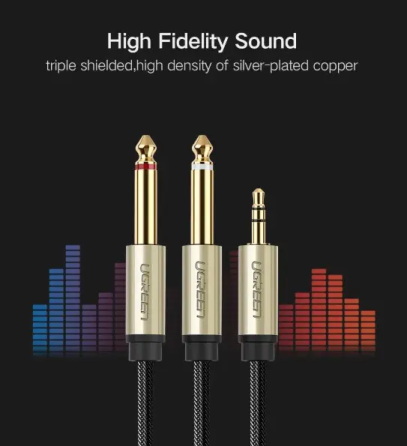 Аудио кабель UGREEN AV126 3.5mm TRS to Dual 6.35mm TS Audio Cable 2m (Gray)(UGR-10615) Одесса