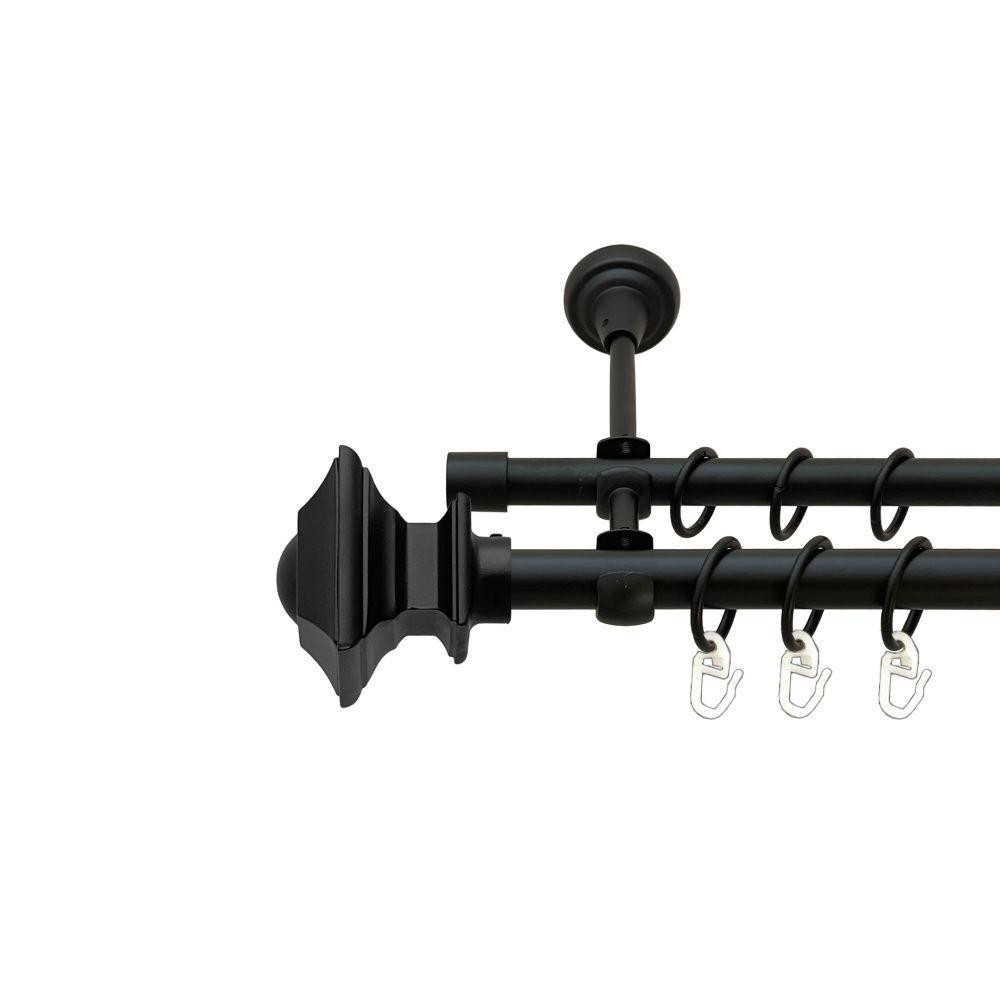 Карниз Orvit Борджеза металевий дворядний відкритий гладка труба кільце металеве Чорний Оксамит 19\16 мм 300 см (00-00020932) Львів - фото 1