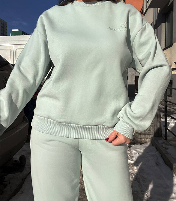Костюм женский Pepper&mint 24-13-15 SMAY свитшот надпись флис брюки-джоггеры на резинке утепленный мятный, мятный, M Киев - изображение 3
