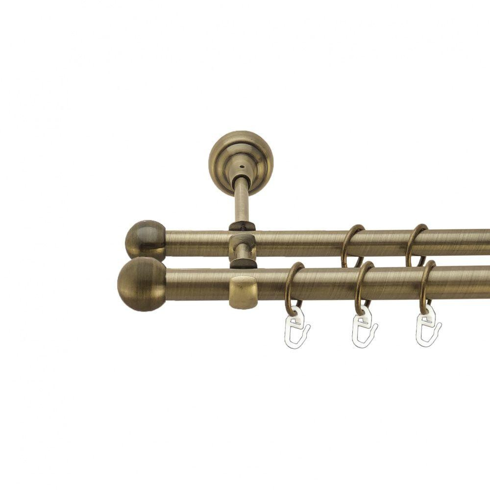 Карниз Orvit Куля Болонь металевий дворядний відкритий гладка труба кільце металеве Антик 19\16 мм 200 см Львов - изображение 1
