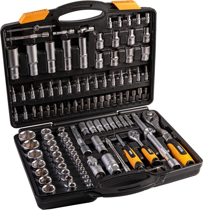 Набір інструментів MASTERTOOL PROFI ¼"&½" 111 шт 4-14 мм 10-32 мм CrV50BV30 телескопічна тріскачка 72T протиударний кейс 78-5112 Коломия - фото 7