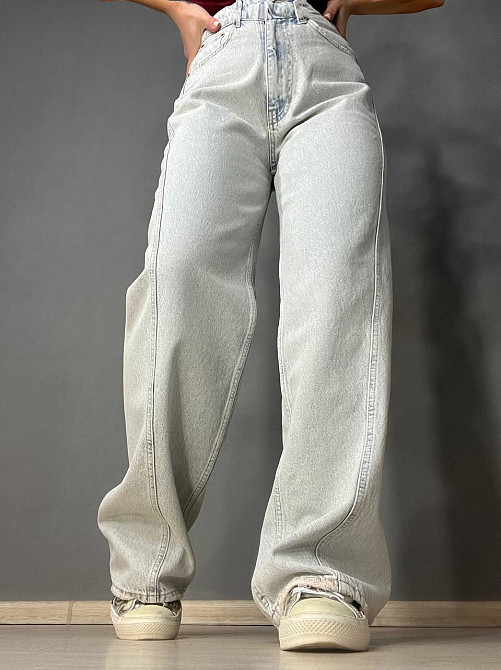 Джинсы женские Twin 1268-455 palazzo jeans широкие скошенный боковой шов палаццо высокая талия светло-голубые, светло-голубой, 36, 36, 76 см, 107 см Киев - изображение 6