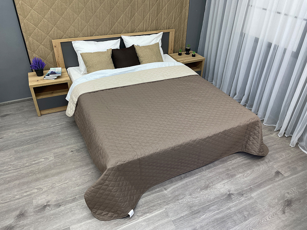 Покрывало двустороннее Decorator Microfiber ромб 210х215 см капучино с бежевым (85-020) Киев - изображение 8