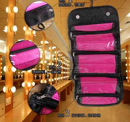 Женская раскладная косметичка черная -в разложенном виде 51*24см, полиэстер, водонепронецаемая Киев